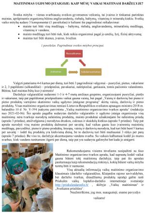 Naujienos „VAIKŲ MITYBA DARŽELYJE“ galerija. Nuotrauka 1 iš 1
