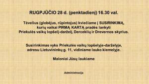 Naujienos „TĖVELIŲ (globėjų, rūpintojų) SUSIRINKIMAS“ galerija. Nuotrauka 1 iš 1