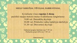 Naujienos „Kviečiame visus Rugsėjo 2 dieną“ galerija. Nuotrauka 1 iš 1